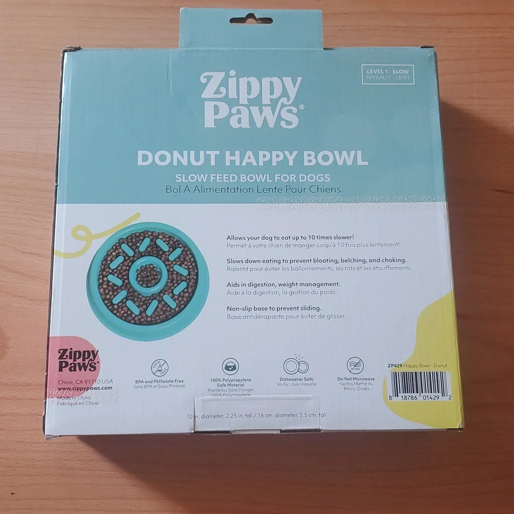 New Zippy Paws Happy Bowl Slow Feeder Donut, Green, Dog Bowl